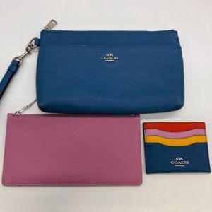 Coach 3-piece wristlet clutch set and Coach breast cancer awareness charms